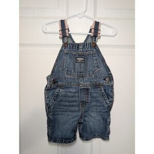 OshKosh Bgosh Overalls Shorts Striped Strap Size 18m Toddler Denim Blue Jeans